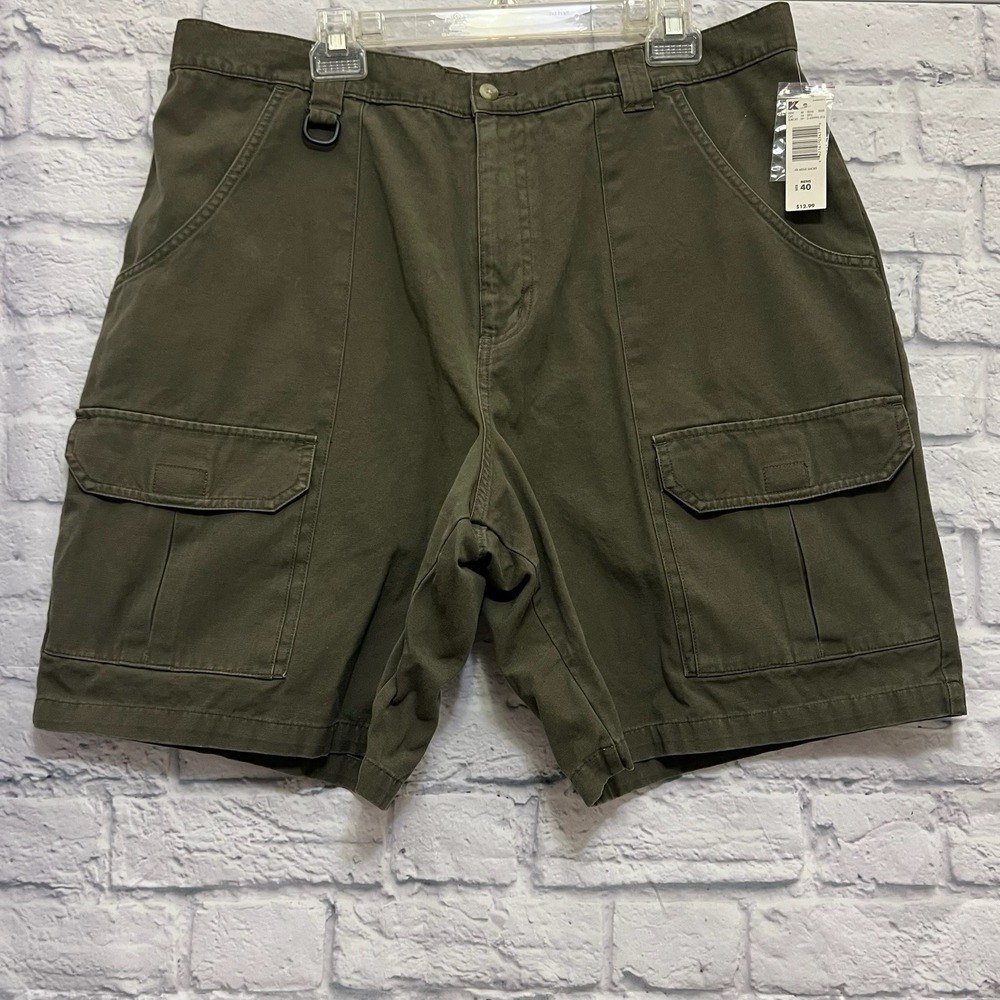 VTG NWT Knightsbridge Big Man Shorts Size 40 Olive Green Cargo Pockets